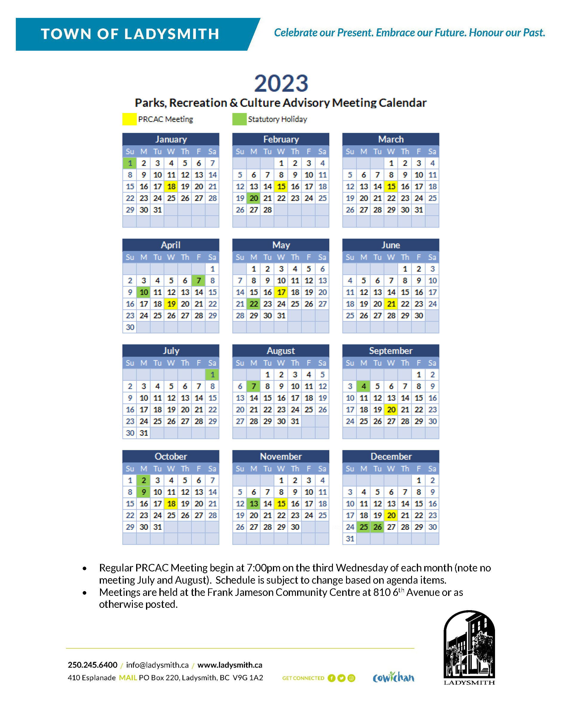 PRCAC Calendar Schedule- 2023