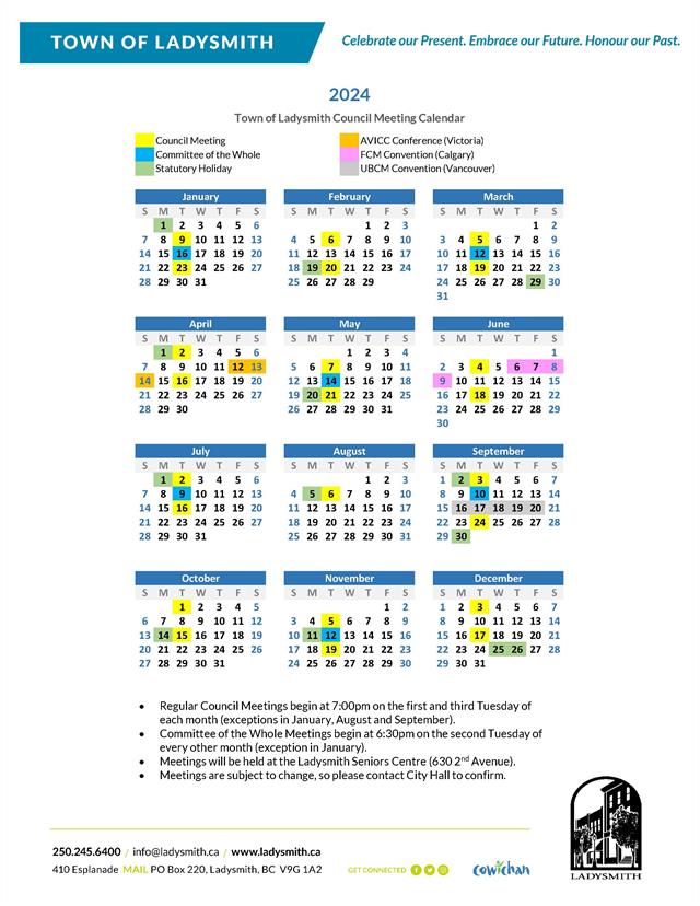 2024 Council Annual Meeting Schedule