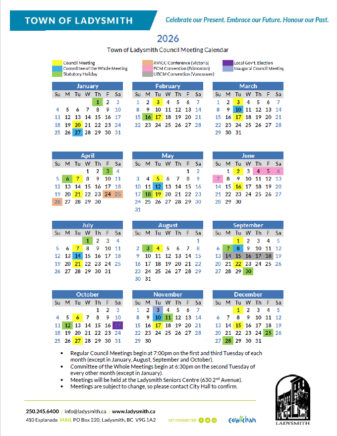 2026 Council Meeting Schedule