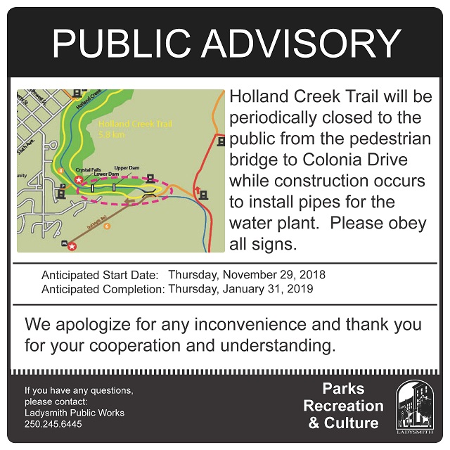 2018.11.30 Holland Creek Closure sign