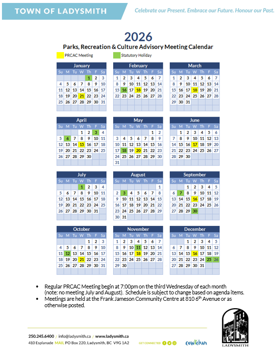2026 PRCAC Meeting Calendar