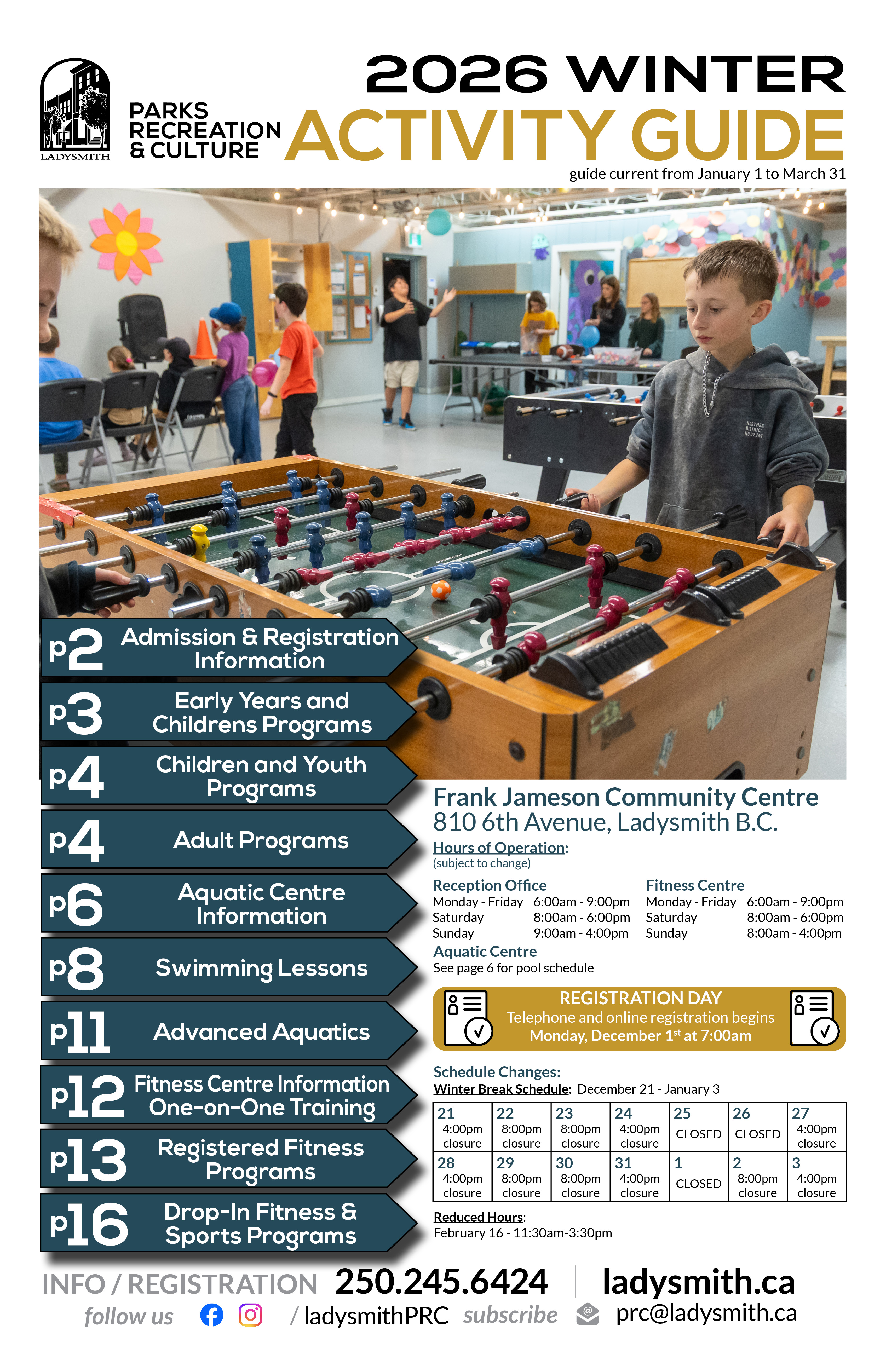 2026 WINTER ACTIVITY GUIDE front page